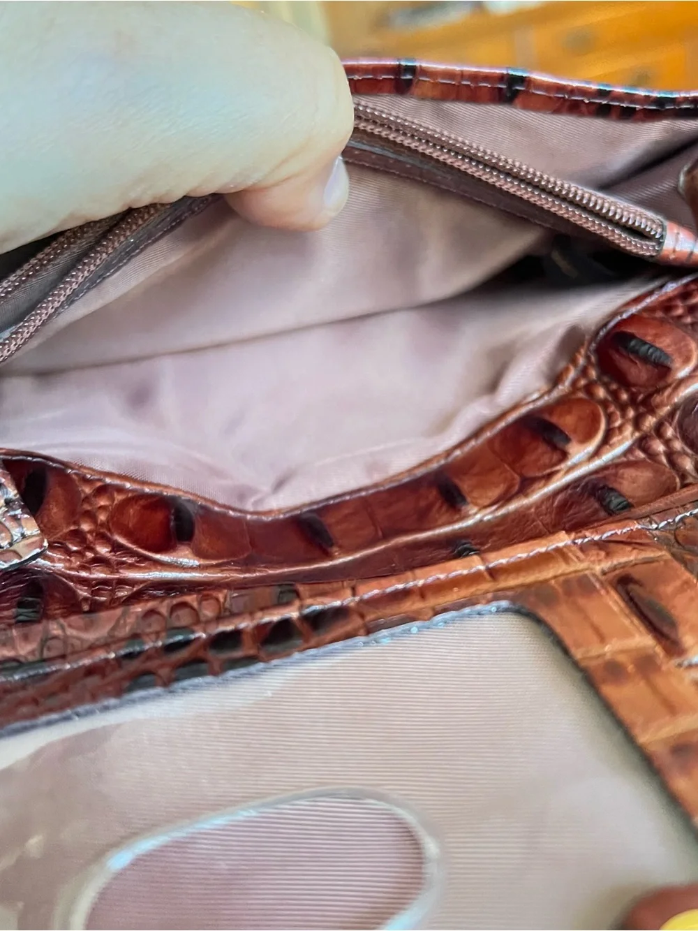 Brahmin Wristlet Wallet Canterbury Faux Lizard Genuine Leather Pecan Melbourne